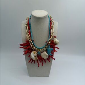Red & Turquoise Aquatic Necklace Set of 4